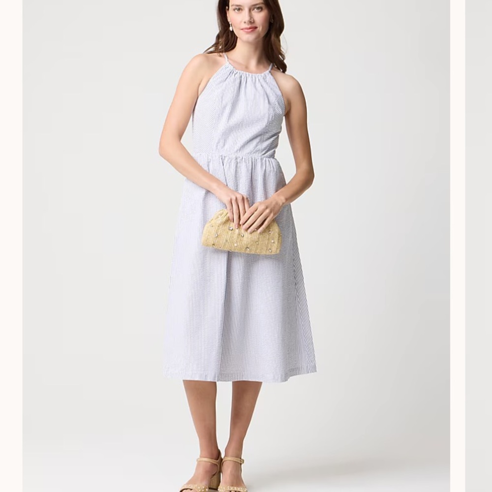 NWT J. Crew Seersucker Midi Dress